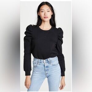Rebecca Minkoff Janine Black Puff Sleeve Boxy Sweatshirt